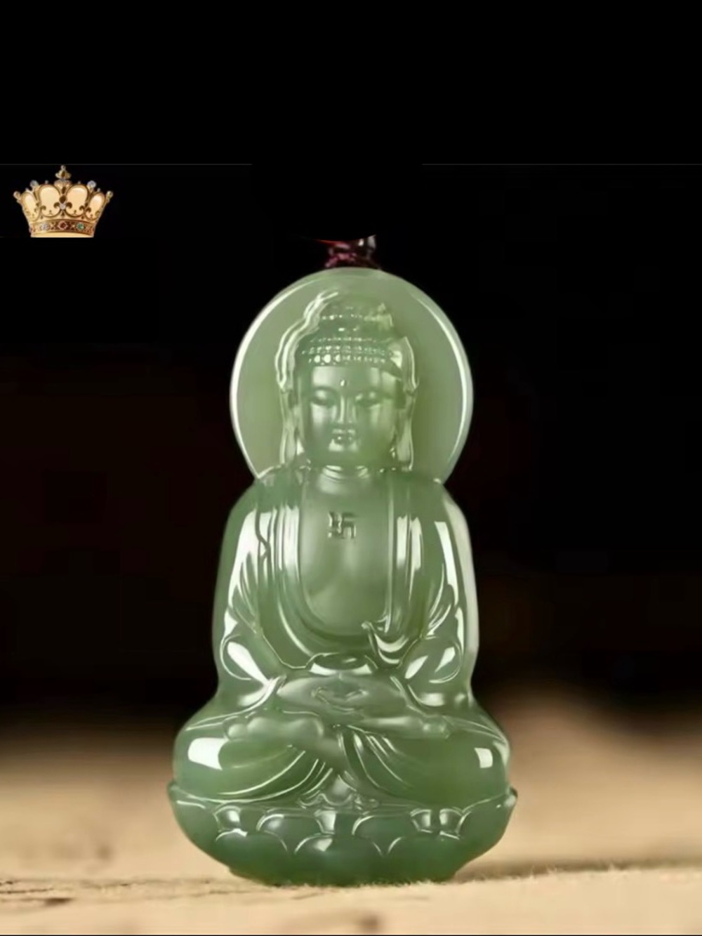 Genuine Natural Green Nephrite Jade Sitting Buddha Pendant Necklace on cord